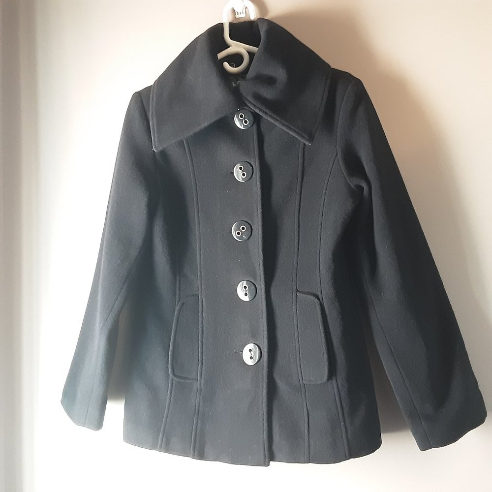 Laura Wool Cashmere Black Winter Pea Coat | S